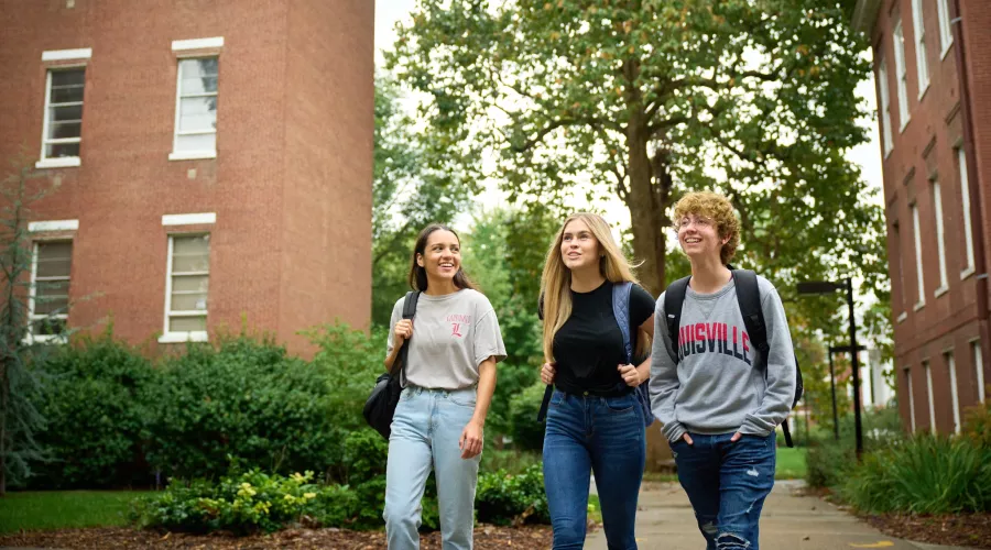 Students walking outside in the quad.